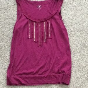 Loft sleeveless blouson top wine color